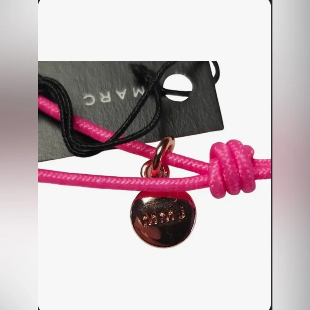 Marc by Marc Jacobs Knockout Pink Adjustable Cord Bracelet with Rose Gold Accent